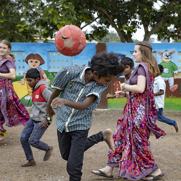 Lena Hallbrucker (18) and Lea Preisenhammer (20) are volunteers from Tirol, Austria working in Don Bosco school in the village of Gedilam in South India. They have chosen to spend a year here, teaching primary and secondary school students. They are 